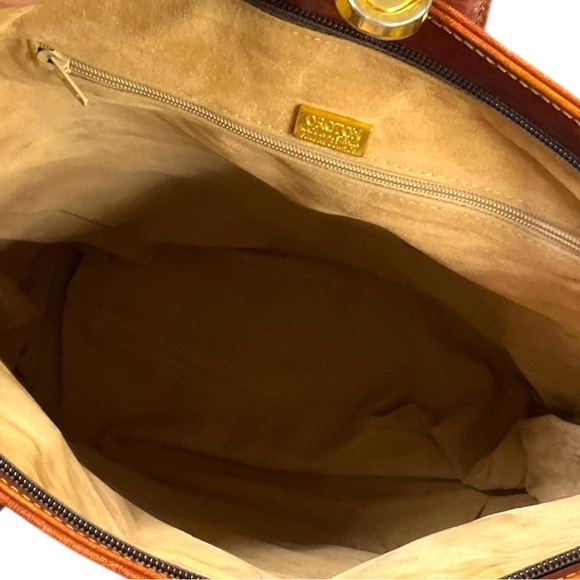 👜 Vintage Oroton Australia Brown Leather Tote Bag – Brass Lock Closure - Picture 8 of 9